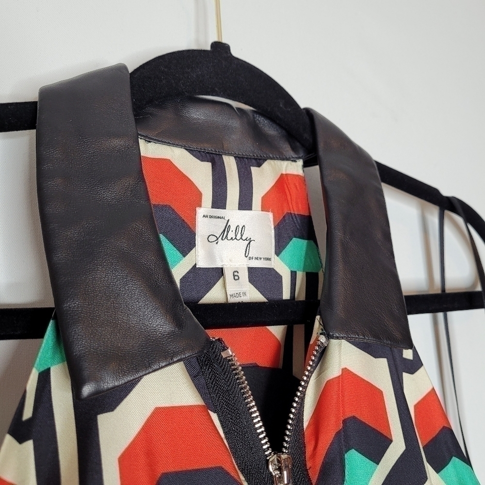 Milly Green, Red and Black Geometric Sheath Dress - Picture 8 of 15